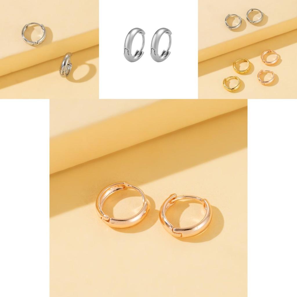 Fashionable Alloy Hoop Earrings Geometric Gold Silver Rose Gold For Stylish Women