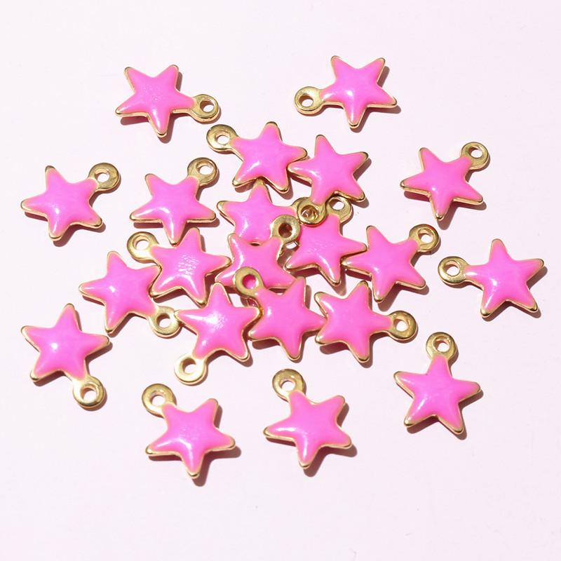 20pcs 10x8mm Enamel Small Star Charms Pendant Stainless Steel DIY Jewelry Making Accessories Findings for Bracelet Earrings
