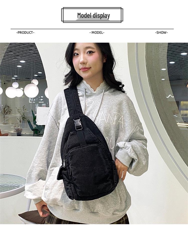 Versatile Women's Washed Denim Trendy Crossbody and Shoulder Chest Bag