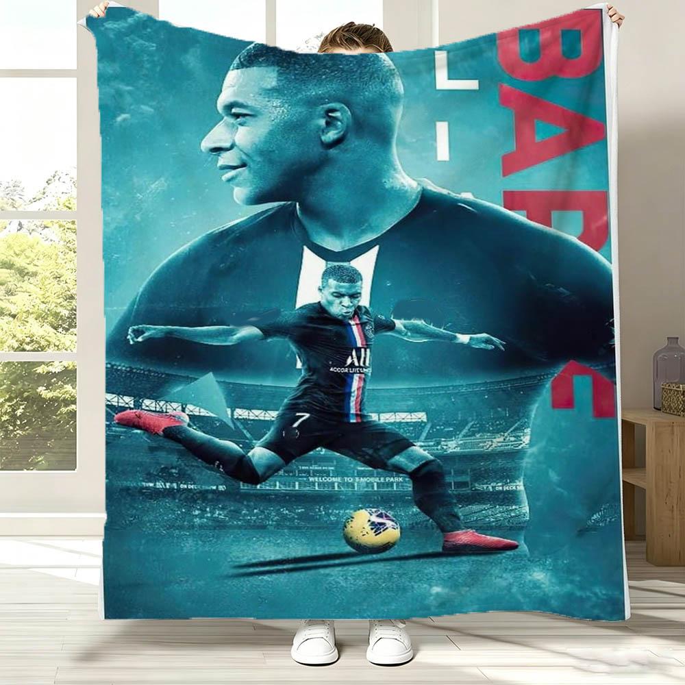 3D Football Star M-MbappeSs Cool Flannel Blanket Soft Throw Blanket Art For Home Decor Bedroom Bed Sofa Cover Picnic Fans Gifts