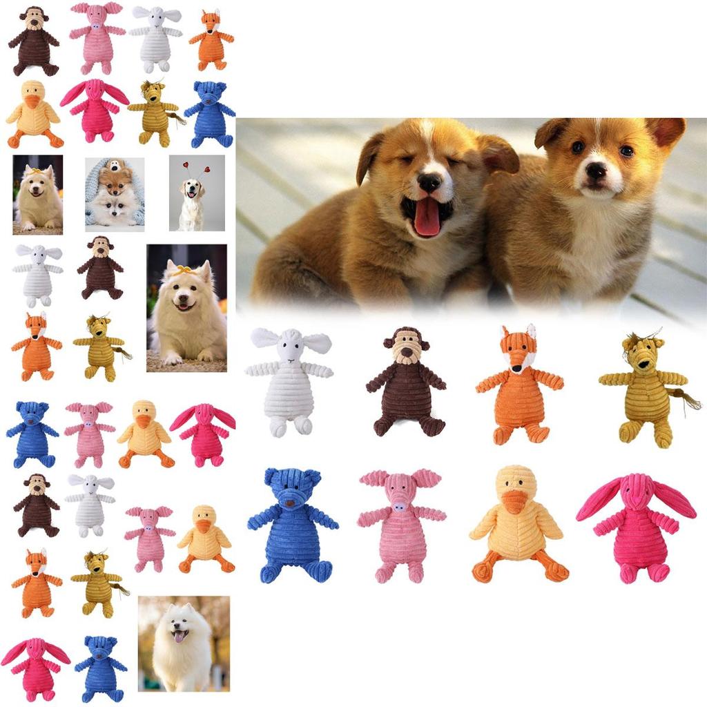 Plush Corduroy Animal Toys For Dogs Satisfy Your Pet's Chewing And Play Needs!