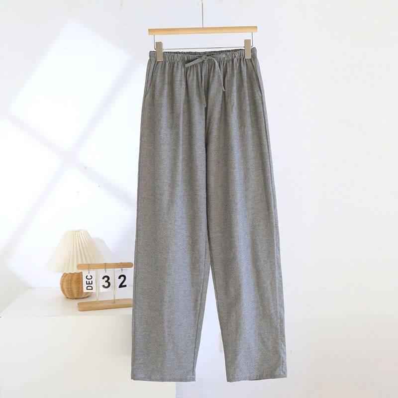 

Spring/Summer Men s 100% Cotton Straight-Leg Pajama Pants - Muji Style, Loose Fit, Plus Size, Outdoor-Ready XL глубокий/серый