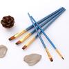 5 Pack Pearlescent Blue Rod Peak Oil Painting Brush Set Flat Front Nylon Hair Watercolor Brush Art Supplies