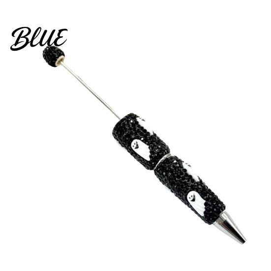Rhinestone Writing Pen Beadable Pen Glitter Plastic Beaded Halloween Pumpkin Ghost Skull Smooth Gel Ink for DIY Craft Making School Office Supplies