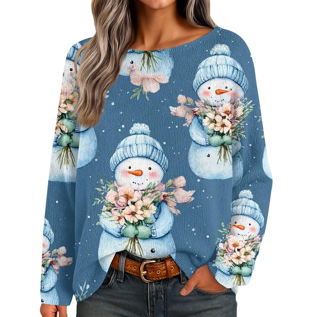 Womens  Fall Sweaters Long Sleeve Print Tops Pullover Sweaters Loose Dressy Casual Basic Clothes