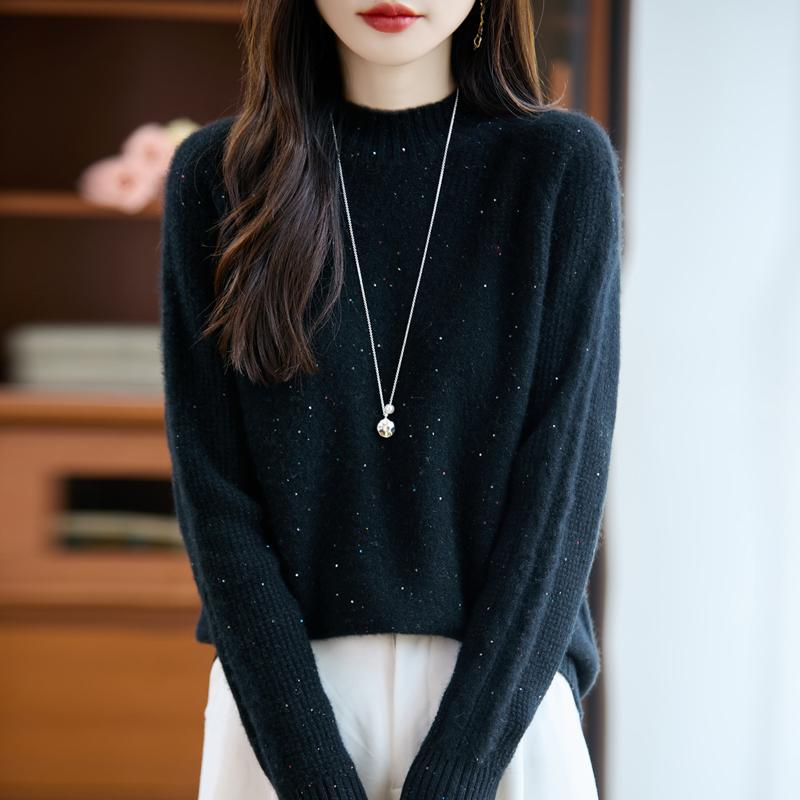 Damen Kaschmirpullover Qinghe Kaschmir 30% Kaschmir 70% Wolle Herbst- und Winterpullover warm und modisch