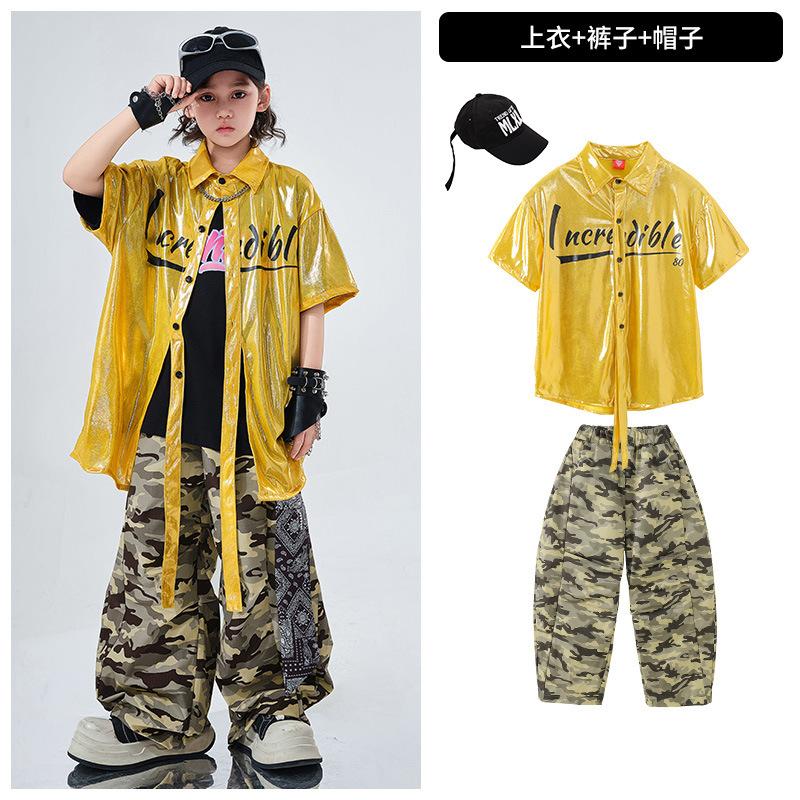 Children'S Hip-Hop Trendy Clothes Boys' Hip-Hop Fried Street Hiphop Performance Clothes Are Trendy And Cool Children'S Summer Two-Piece Short Sleeves