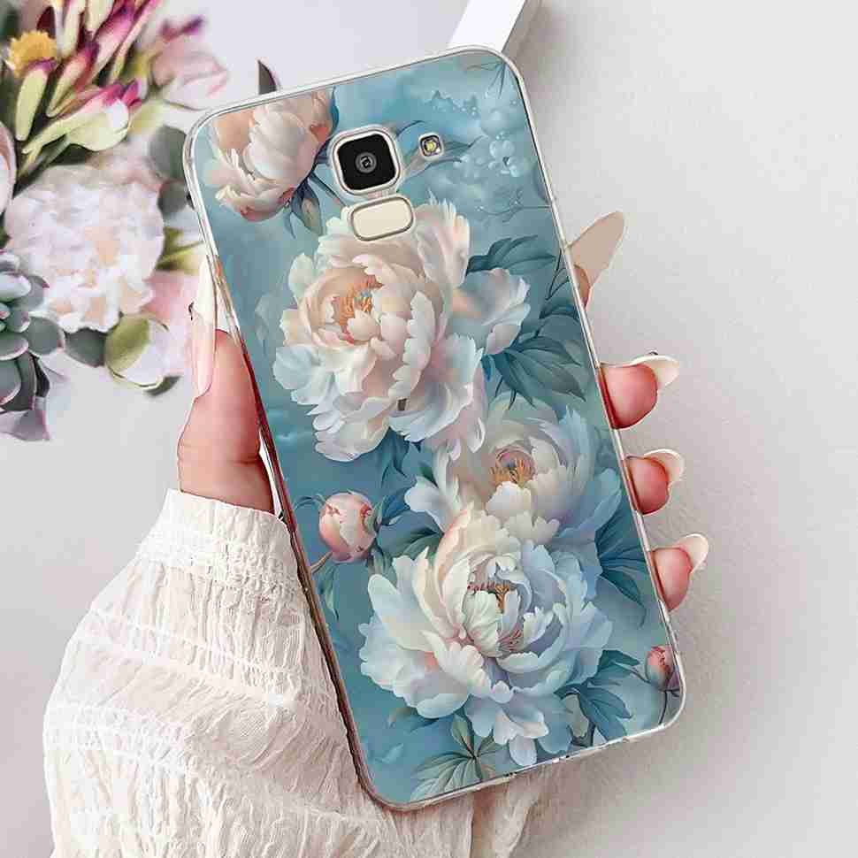 For Samsung Galaxy J6 2018 SM-J600F Case Fashion Girl New Flowers Soft Silicone TPU Cover For Samsung j6 J6 2018 Phone Shell