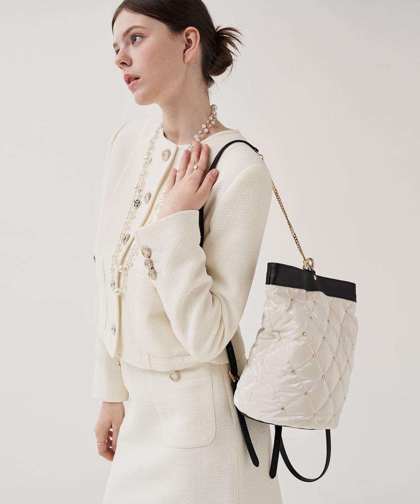 Jina In Ny 3-Way Use Elizabeth Mini Backpack [White Combo]