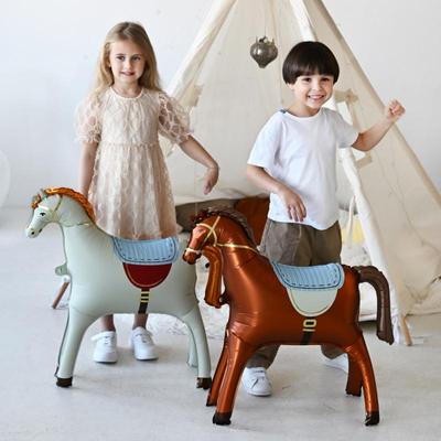 1 Stück Tier Pferd Aluminiumfolienballons Babyparty Geburtstagsfeier Dekorationen Schwarz Weiß Braun Pferd Heliumballon Kinderspielzeug
