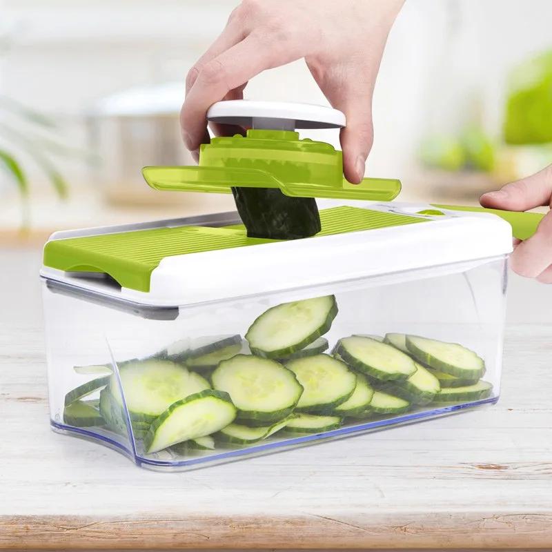 Cook'art - Slicy_express - Green - Adjustable 4-in-1 Mandoline - 1.5 L Container - BPA Free
