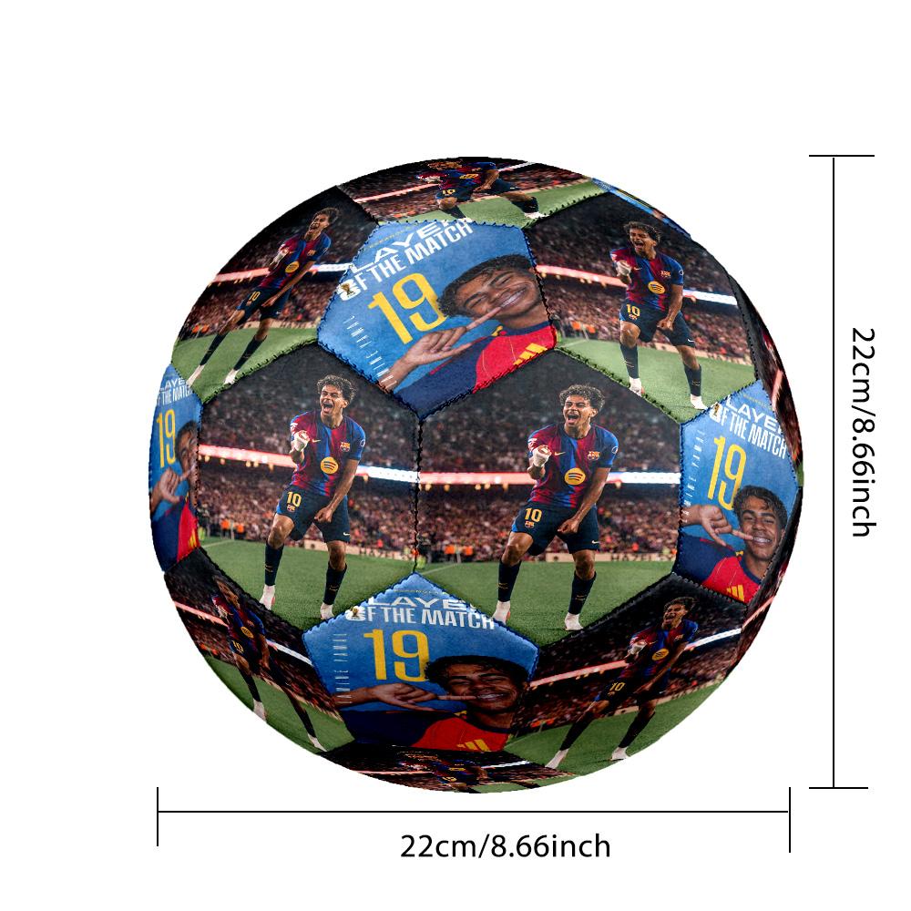Lamine Yamal 19 Barcelona Celebration Moment Size 5 Football Machine-Stitched Indoor/Outdoor Training and Matches Ideal for Soccer Enthusiasts