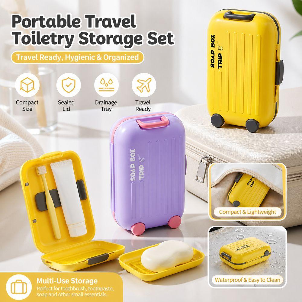 Sealed Lid Soap Storage Box Suitcase Shape Soap Container New Travel Soap Box  Bathroom Storage