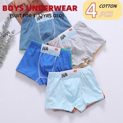 4PC Boy Quality Underwear Cotton Boxers Healthy Teen Boy Undpanties Boy Boxers For 2-15 Year