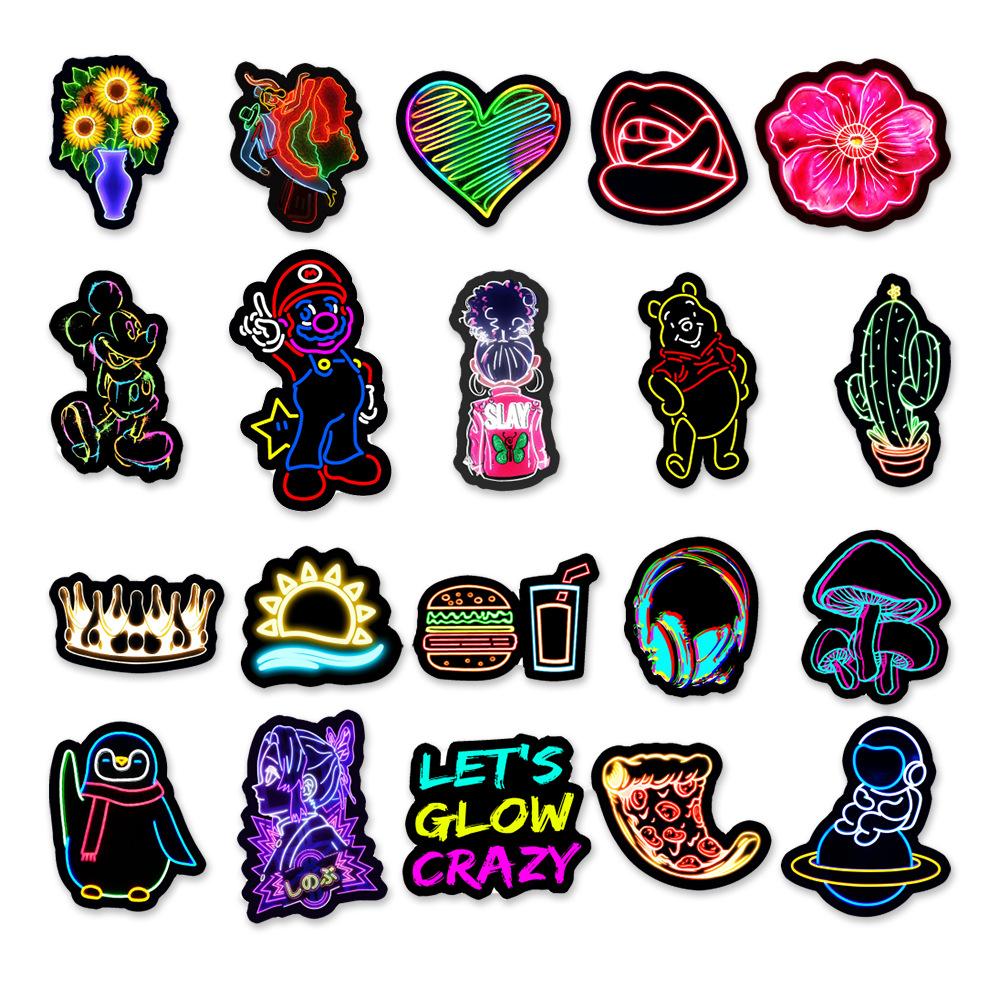 50 Set of Fourth Neon Doodle Stickers Car Mobile Phone Water Cup Decorative Stickers Waterproof