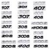 3D ABS 107 208 408 5008 Etc Letters Logo Badge Sticker Rear Trunk Emblem Decal High-Quality Car Exterior Styling Accessories