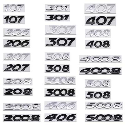 3D ABS 107 208 408 5008 Etc Letters Logo Badge Sticker Rear Trunk Emblem Decal High-Quality Car Exterior Styling Accessories