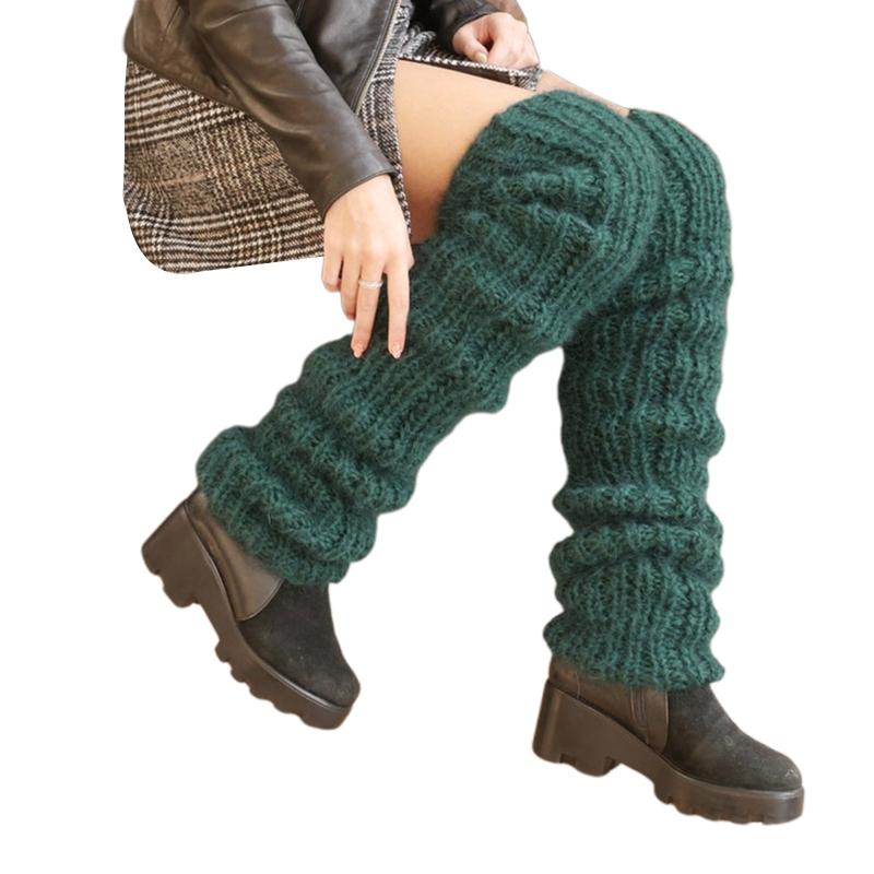 Calze Lunghe da Donna a Coscia Lavorate a Maglia all'Uncinetto Scaldamuscoli Invernali Morbidi e Larghi per la Gamba