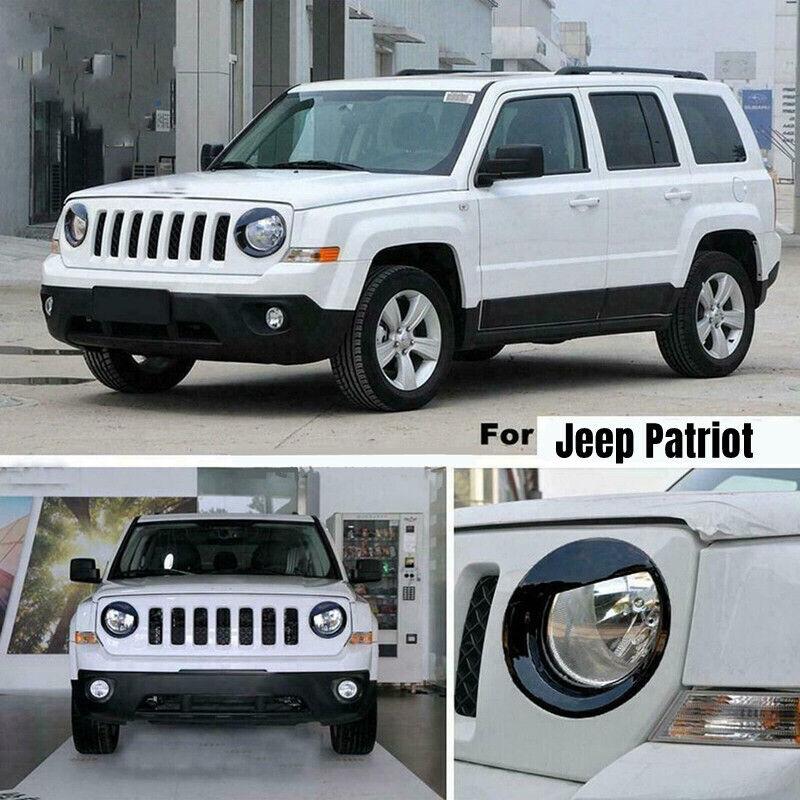 For Jeep Patriot 2011-2017 2Pcs ABS Front Bezels Light Headlight Trim Cover Decor Lamp Hoods Black Auto Car Styling Accessories