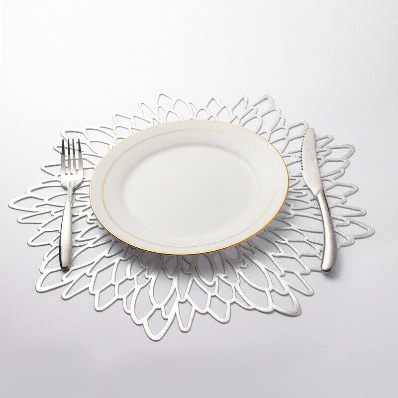 2Pcs  PVC Hollow Insulation Coaster Pads Table Bowl Mat Home Christmas Decor Heat Resistant Flower Shape Placemat for Dining Table