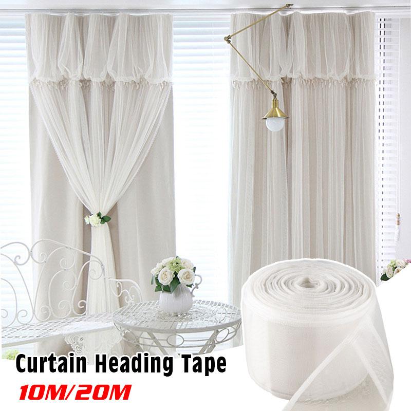 10/20M Curtain Rod Heading Tape Pinch Pleat Transparent Rod Pocket Curtain Ribbon Diy for Home Hotel Curtain Slide Installation