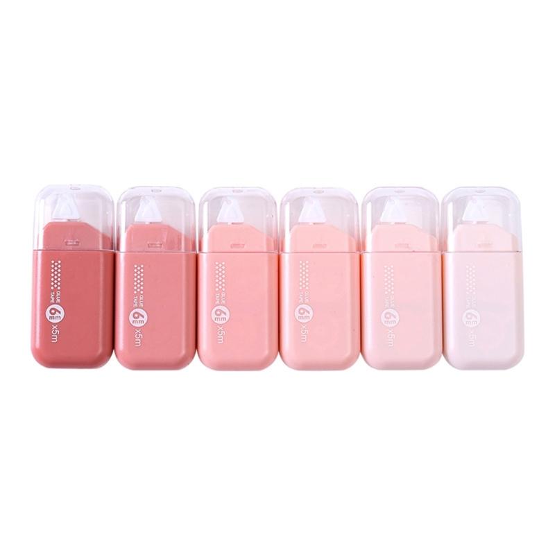 

6pcs Removable Adhesive Pens Gradient Color Precise Nib for Handmade Journal Decoration and Photo Mounting розовый