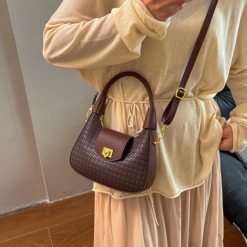 Simple Casual Fashionable Crossbody Tote Bag Vintage Half Moon Design Solid Color For Women Underarm Hobo Bag CLE