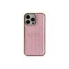 Electroplated Phnom Penh water wave wrinkle pattern iphone16pro mobile phone case for Apple 13 toothpick pattern protective leather case 1