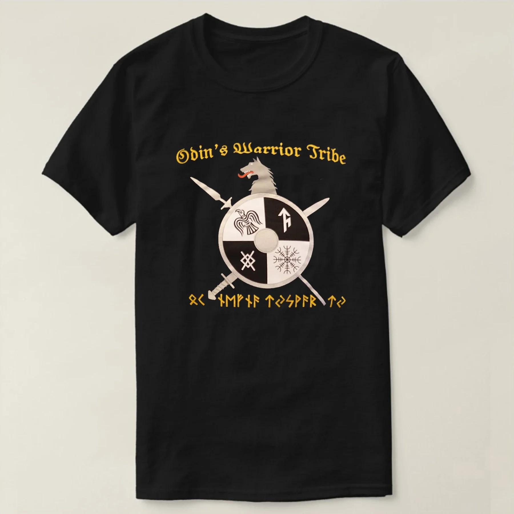 Hot Sale Norse Runes Shield Odins Warrior TShirt 100 Cotton ONeck Summer Short Sleeve Casual Mens Tshirt Size S3XL S