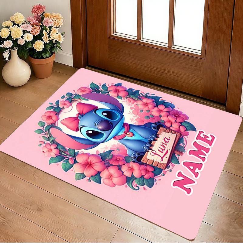Custom Name Luna's Stitch Living Room Non-Slip Area Rug Soft Carpet for Bedroom Kids Playroom Sofa Office Home Decor Doormat