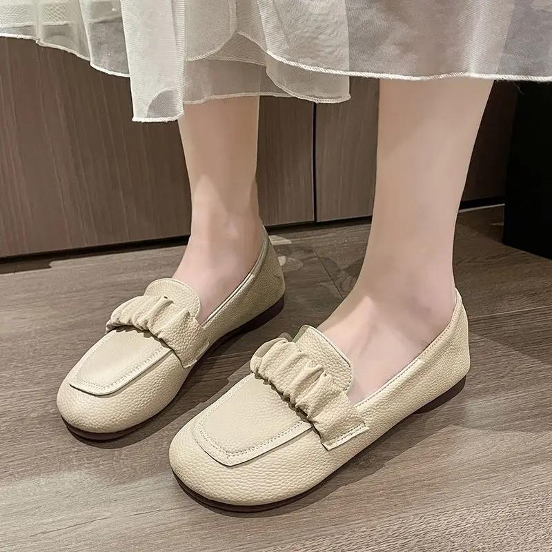 Fashion Ladies Footwear With Heel Round Toe Solid Color Elegant Party Women's Flat Shoes Wholesale Summer 2025 Vacation Stylish Chic 39