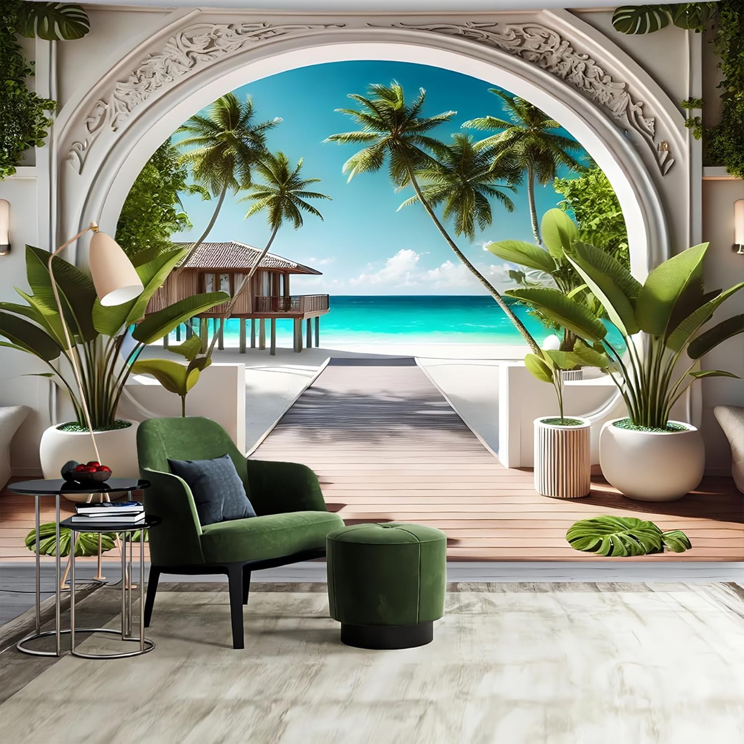 Wall Beautiful Tapestry Natural Landscape Forest Stone Rainforest Wall Hanging Art Landscape Living Room Bedroom Poster 100X70CM