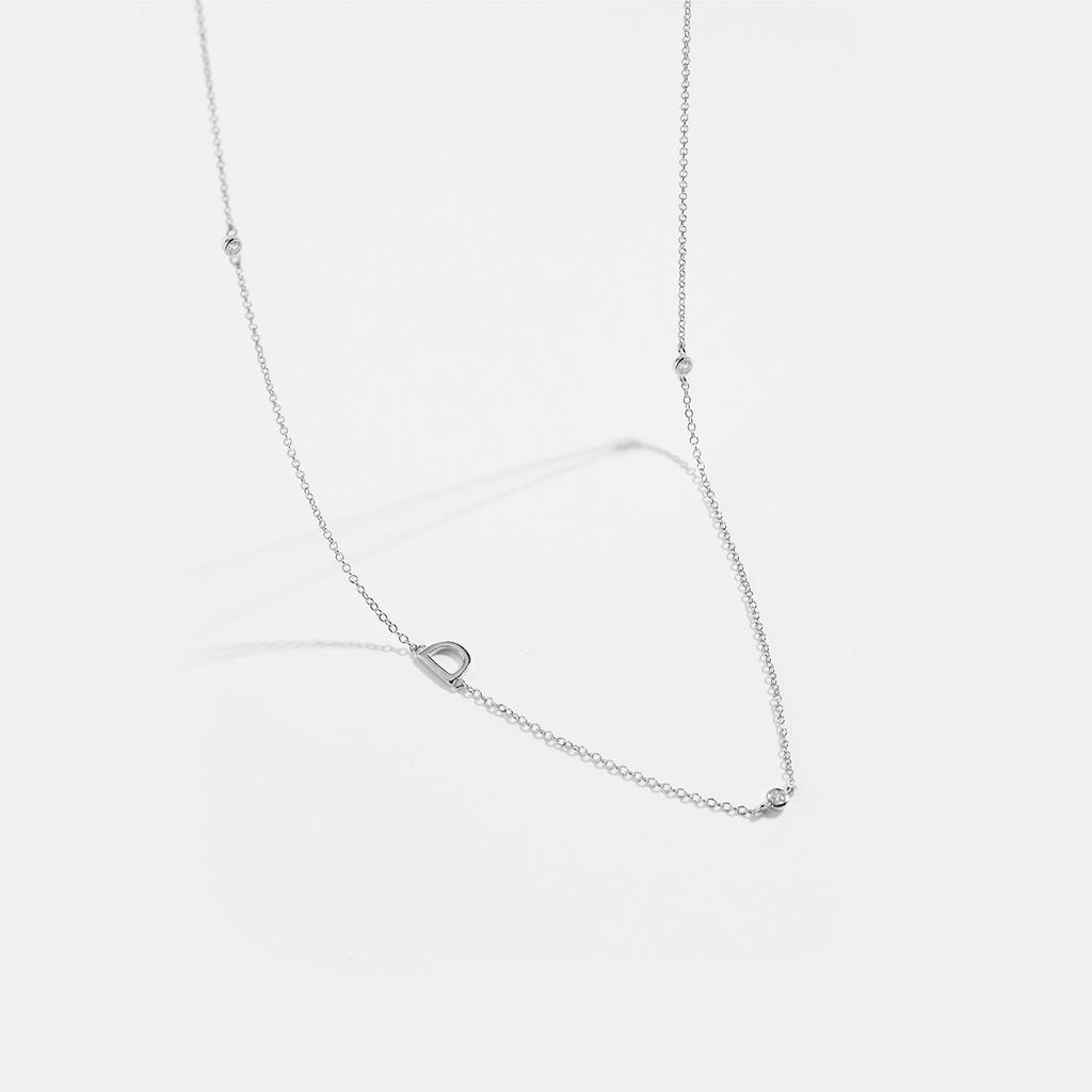 S925 Sterling Silver Initial Necklace for Women - Elegant Polished Clavicle Chain, Fashionable Jewelry, In Stock