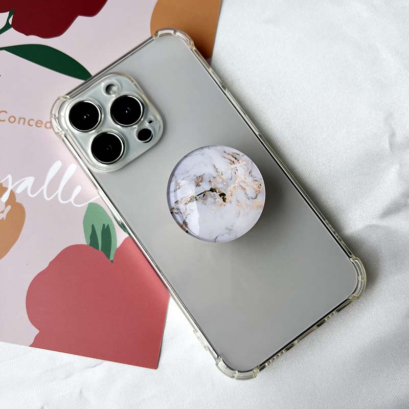 Marble Pattern Crystal Glass Phone Holder Foldable mobile phone Socket Crystal Glass phone grips 5