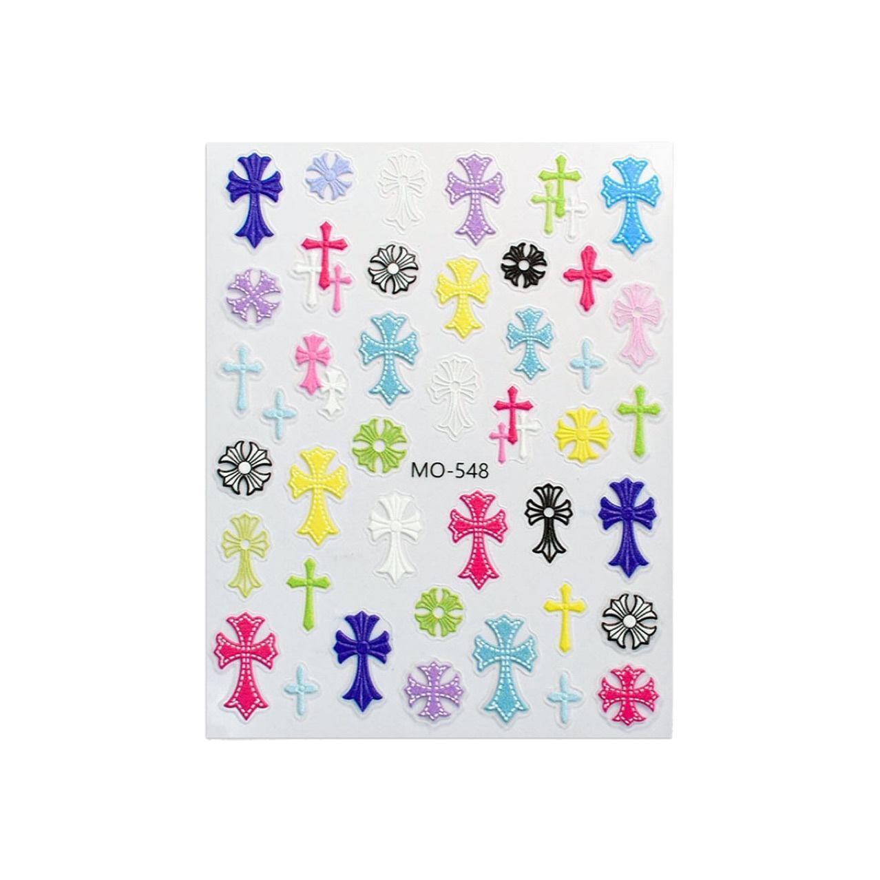 

Красочные рельефные наклейки для ногтей Croxin, трехмерные конфетные цвета 2k, сладкие, крутые, черно-белые, крестовые наклейки для ногтей T296-548