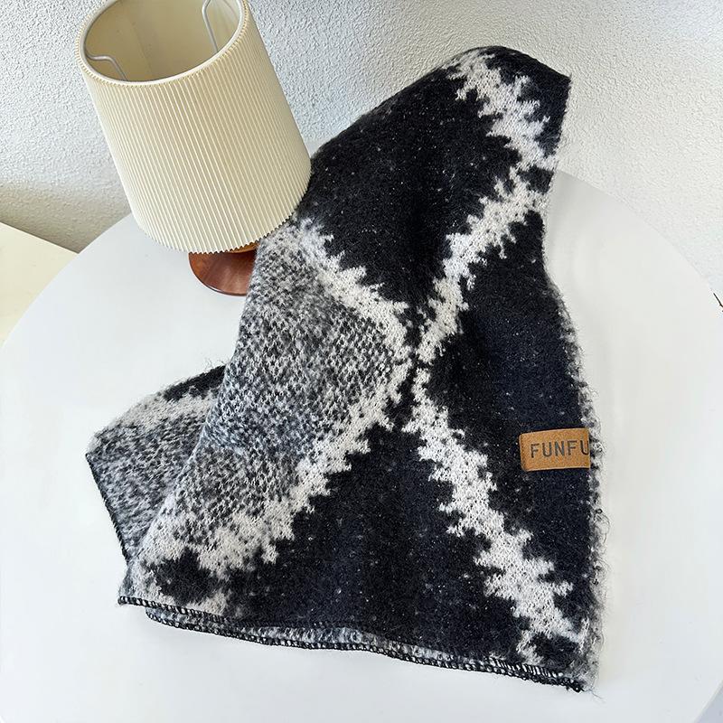 

Double-sided scarf women s autumn and winter new warm thickened wool shawl cashmere scarf winter scarf above 175cm чорний