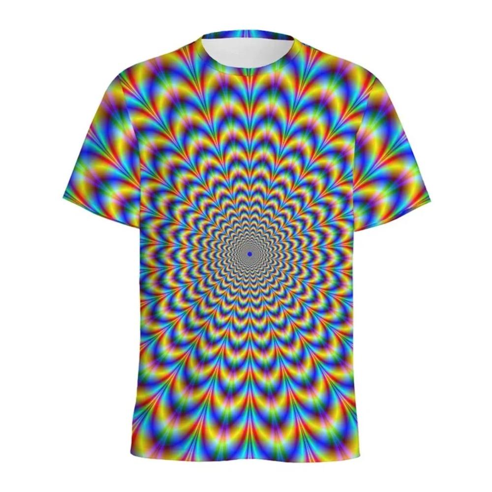 Sommer Spirale Schwindel Muster T-Shirt Für Männer Lässig Rundhals Kurzarm Tee Tops 3D Gedruckte Optische Täuschung T-Shirts Tops