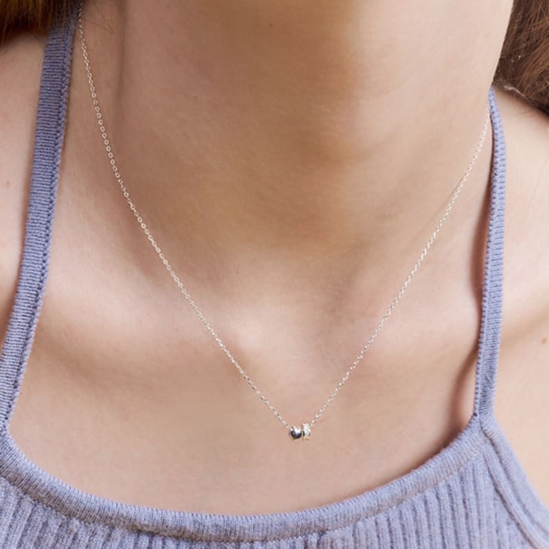 

ENGBROX heart and cubic ring necklace silver