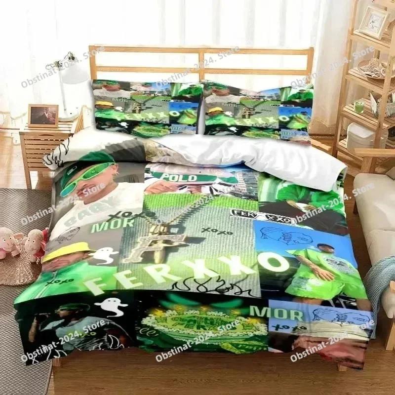 Fashion Ferxxo Feid Rapper Bedding Set Print Single Comforter Quilt Bed Cover Duvet Cover Pillow Case 3 Pieces Kids Adult Size