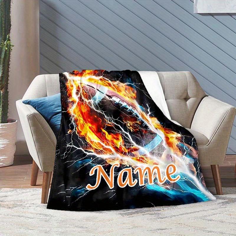 Ball Game Enthusiasts Customize Your Name Blanket Warm Comfortable And Soft Blankets Are Suitable For Home Chairs Office Sofas Sofas Office Camping