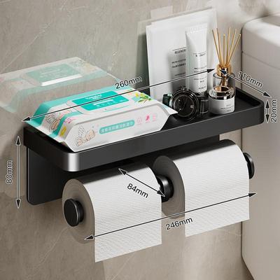 Großer Toilettenpapierhalter, Wand-Papierrollenhalter mit Ablage, Toiletten-Organizer, Telefonständer, Badezimmer-Zubehör