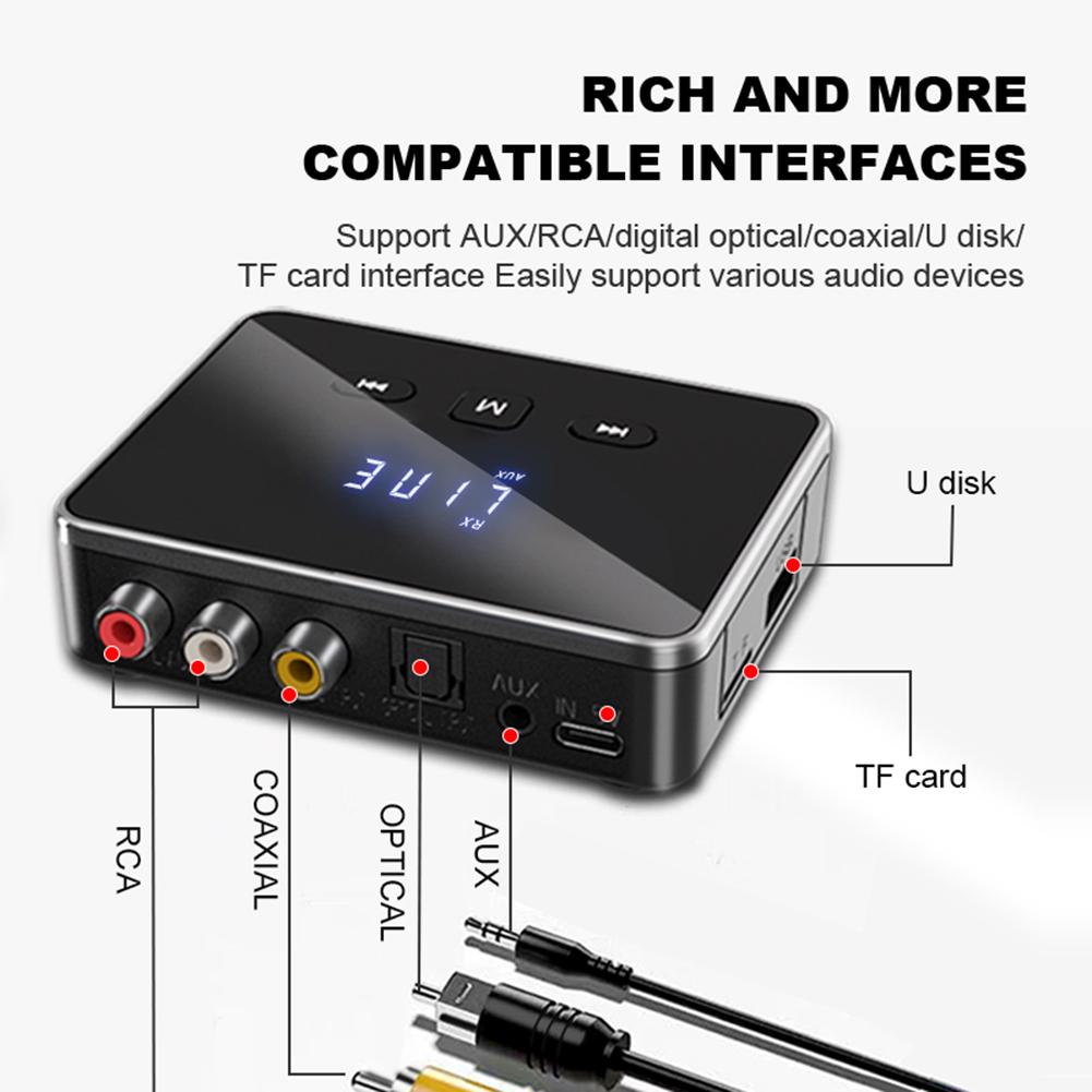 BT 5.4 Transmitter Receiver AUX 3.5mm Jack RCA Optical Wireless Audio Adapter BT Adapter for TV/Car/PC/Home Stereo/Speakers