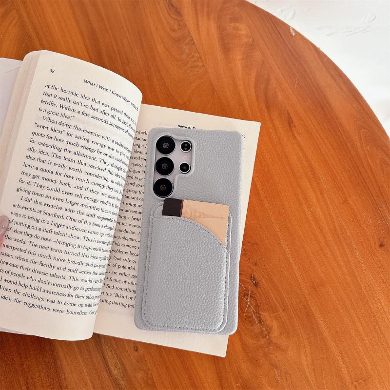 Luxury Wallet Card Slot Solid Color Matte Hard PC Phone Case For Samsung S25 Ultra Edge S23 S22 S24 Ultra Plus FE Bumper Cover