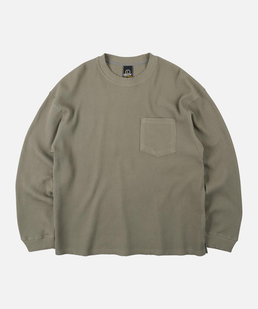 FRIZMWORKS Oversized Waffle Pocket Tee 002 _ Light Olive