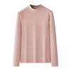 Autumn/Winter Women's Wool Blend Half-High Collar Top with Silk, Plush-Lined for Extra Warmth