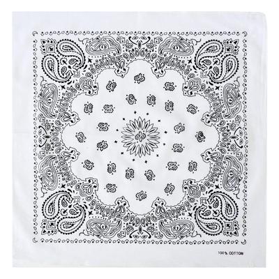 Trifong Bandana White Paisley Adult Bandana Men's Handkerchief Stylish 100% Cotton Paisley Pattern Unisex Large 55cm X 55cm White