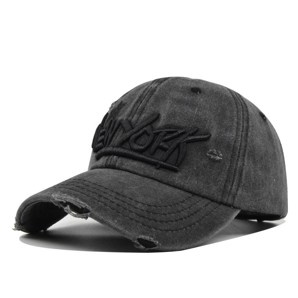 Retrostereoembroidered baseball cap patch washed distressed stereoembroider peaked cap sun hat cotton adjustable