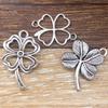 Antique Silver Alloy Four-Leaf Clover Pendant Charm for DIY Jewelry