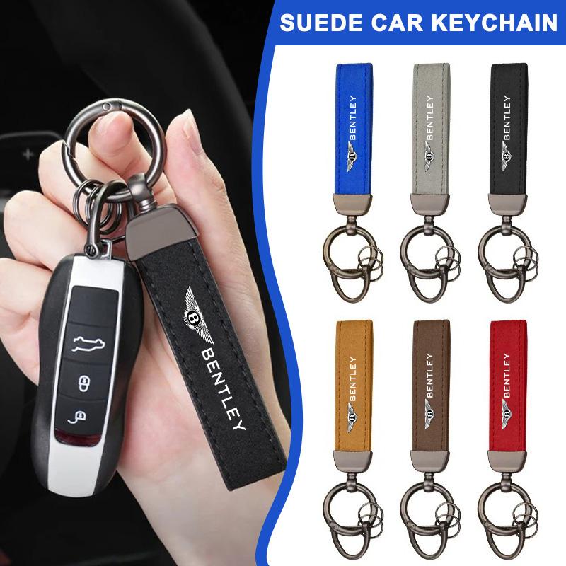 Suede Car Keychain Keyring Luxury Key Chains Anti-loss Pendant For Bentley Continental GT MULLINER Bentayga Flying Hurtling Spur