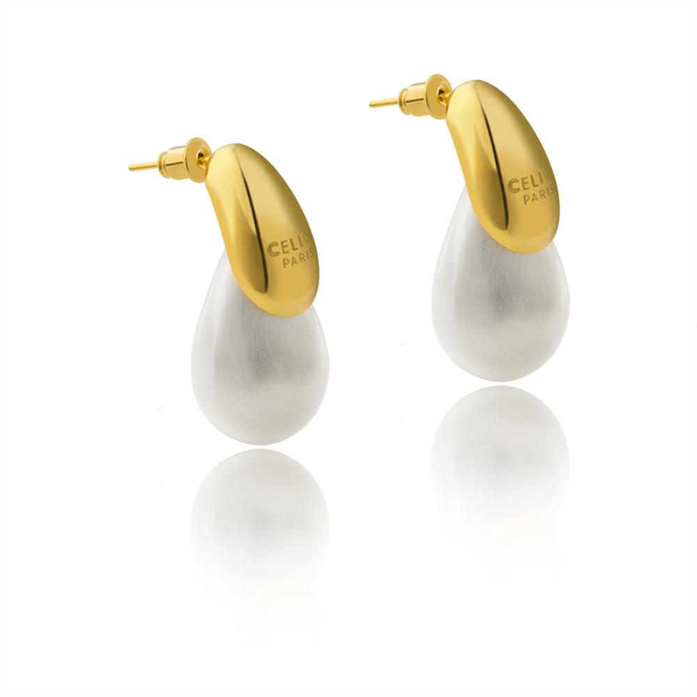 

Серьги-капли, Подвески из матового металла, Двухцветные, Минималистичные серьги-капли, Простые серьги